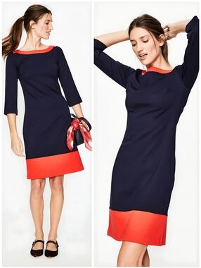 Boden Blue Red Orange Siobhan Ponte Dress, 6L